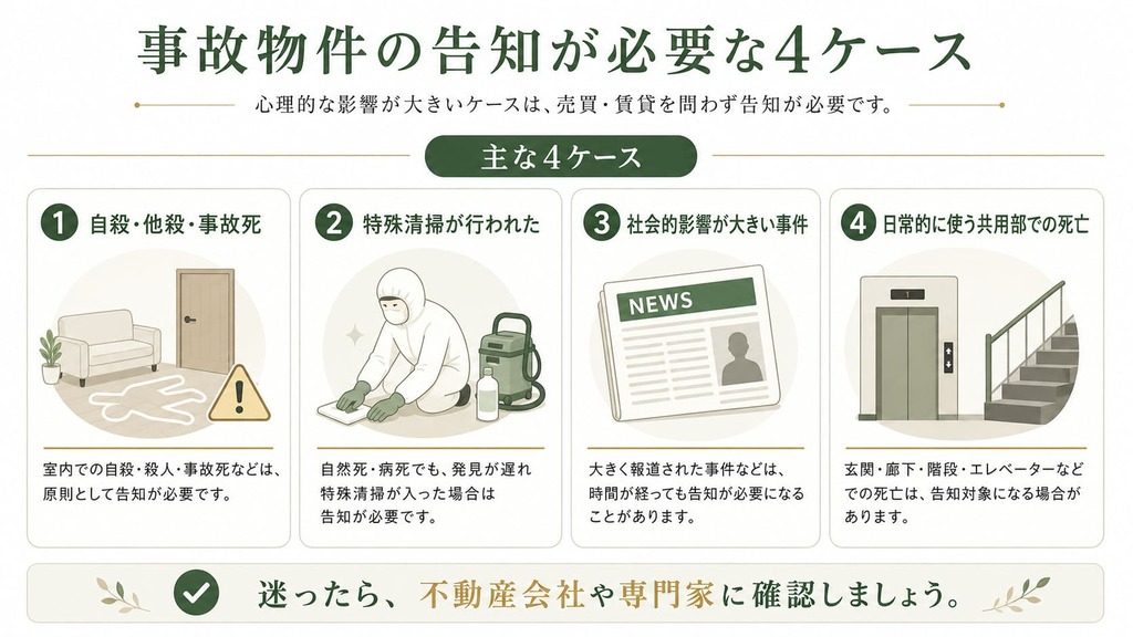 事故物件の告知が必要なケース