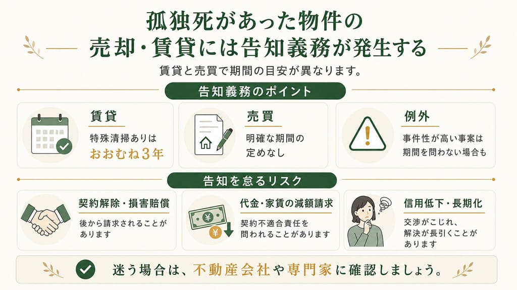 孤独死があった物件の売却・賃貸には告知義務が発生する