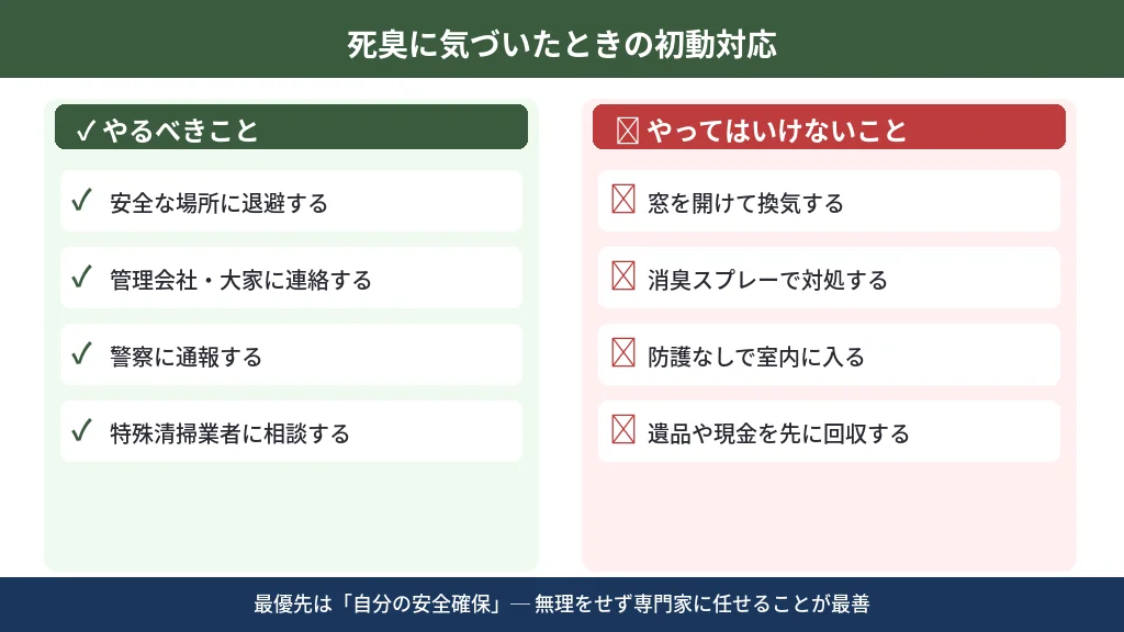 死臭に気づいた際のやるべきこととNG行動のチェックリスト