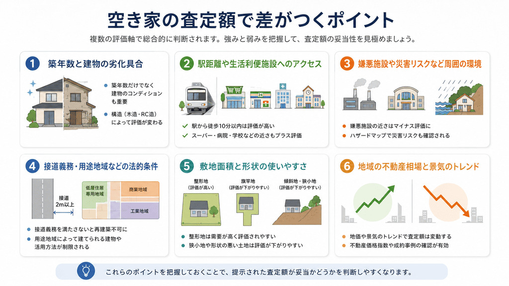 空き家の査定額で差がつくポイント