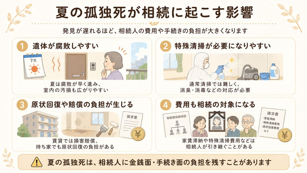 夏の孤独死が相続に起こす影響