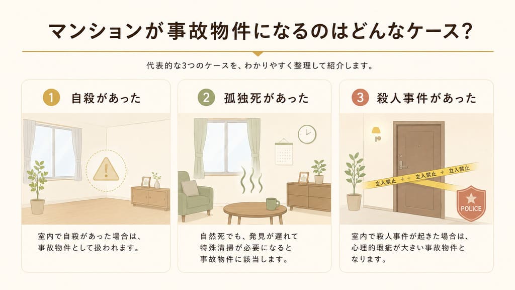 マンションが事故物件になるのはどんなケース？