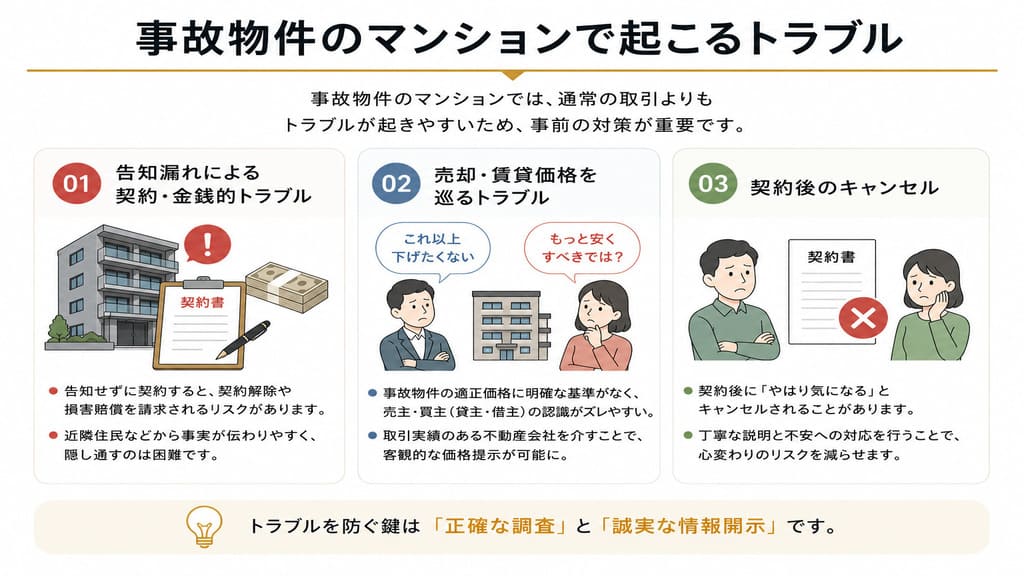 事故物件のマンションで起こるトラブル