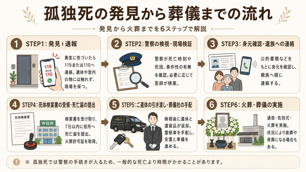 孤独死の発見から葬儀までの流れ