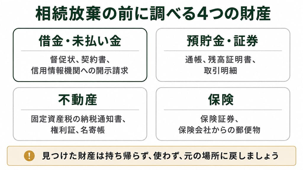 相続放棄を決める前に財産を調べる