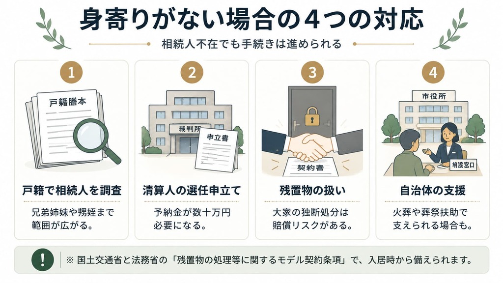 身寄りのない方が孤独死した場合の対応