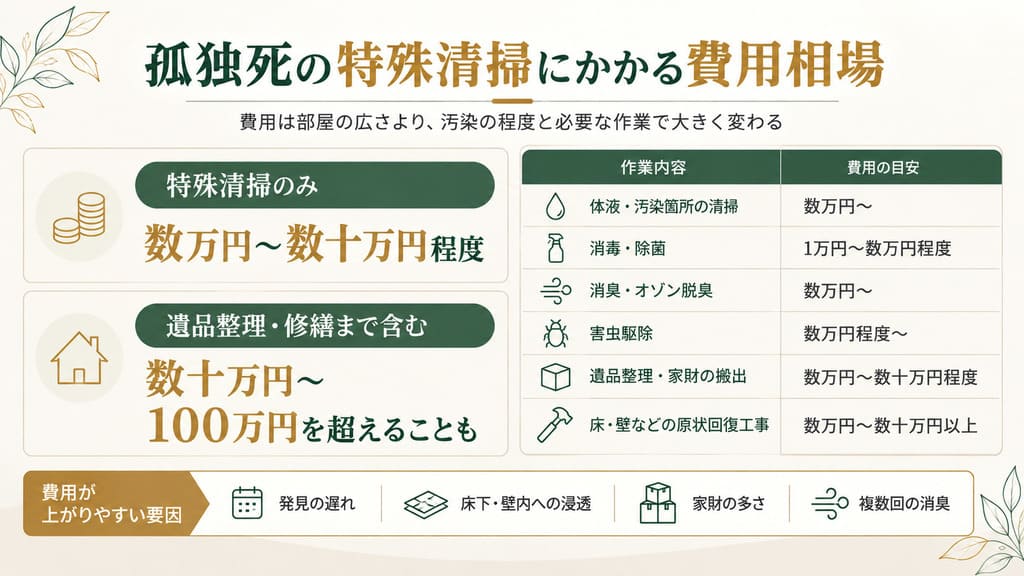 孤独死の特殊清掃にかかる費用相場
