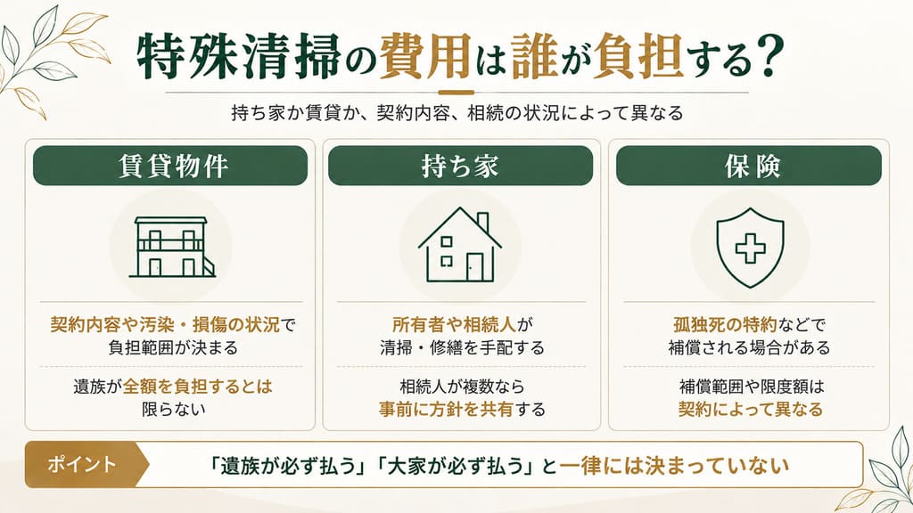 孤独死の特殊清掃費用は誰が負担する?